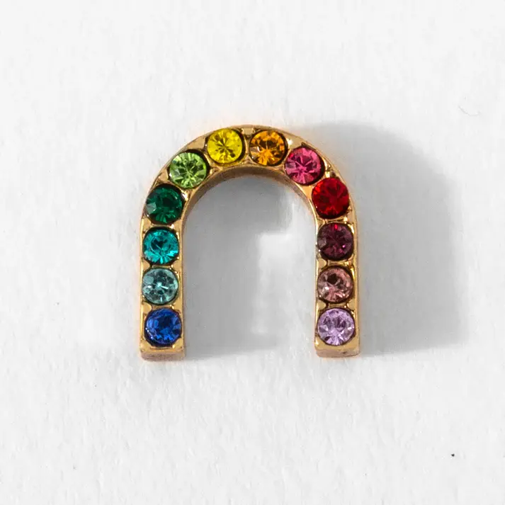 CH3914 - Gold Crystal Rainbow Arch Charm
