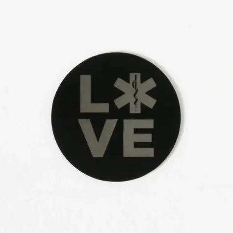 PB9351 - Medium Black - "Love" W/Star of Life Symbol Plate