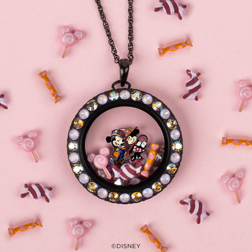 Thumbnail: LK9158 Large Black with Halloween Pastels Twist Locket - RETIRED