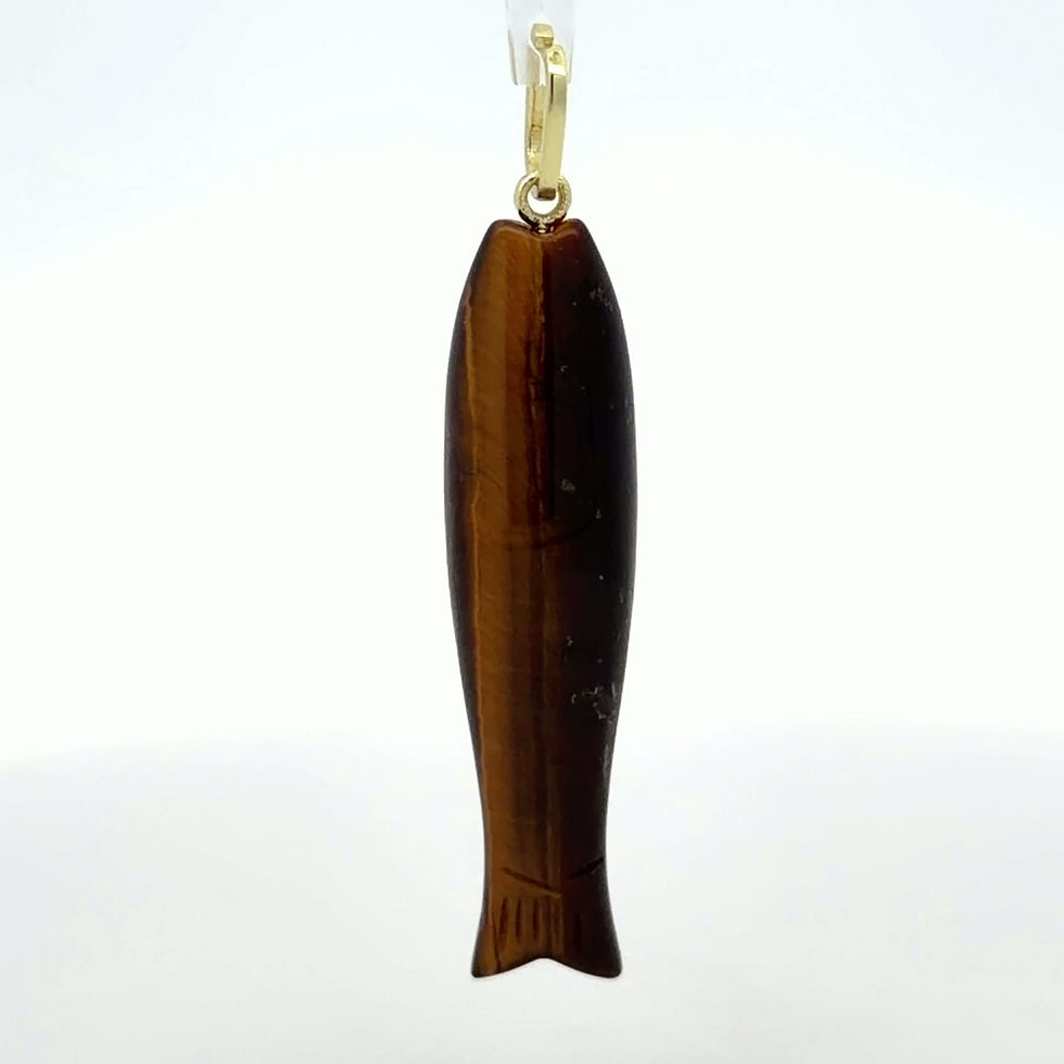 Thumbnail: CPP304TE Tigers Eye Gemstone Quartz Fish Pendant with Gold