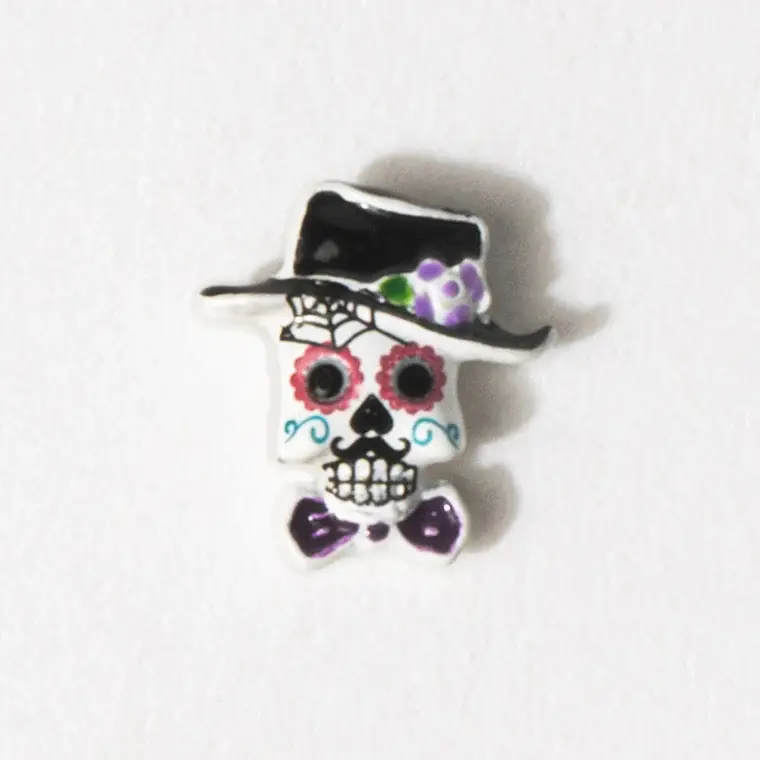 CH3716 - Gentleman W/Hat Sugar Skull Charm