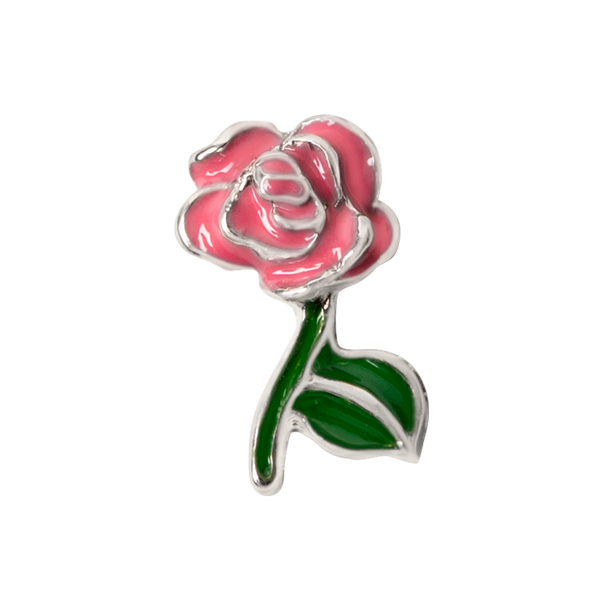 CH3368 Pink Long Stemmed Rose Charm