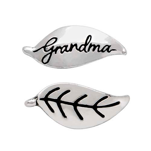 CH6055 - Silver Leaf " Grandma" Charm