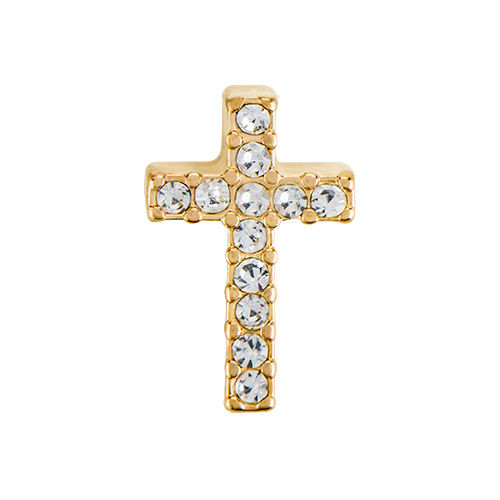 CH5032 - Medium Gold Crystal Pave Cross Charm