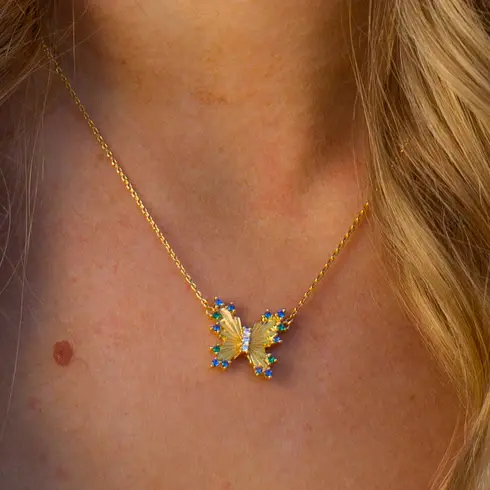 NL2023 Gold "Hope" Butterfly Pendant Necklace