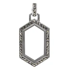 LK1139  Silver + Marcasite Vintage Living Locket