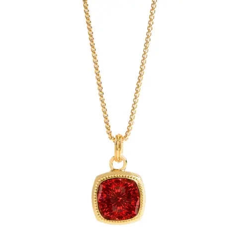 NL9015 Gold "Believe In Miracles" Red Crystal Pendant Necklace