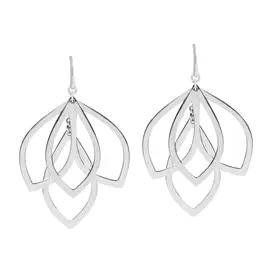 ER2136 Silver Lotus Chandelier Drop Earrings