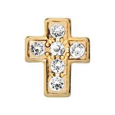 CH5016 - Chunky Small Gold Cross W/Crystals Charm