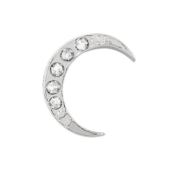 CH4133 - Silver Crystal Pave Cresent Moon Charm