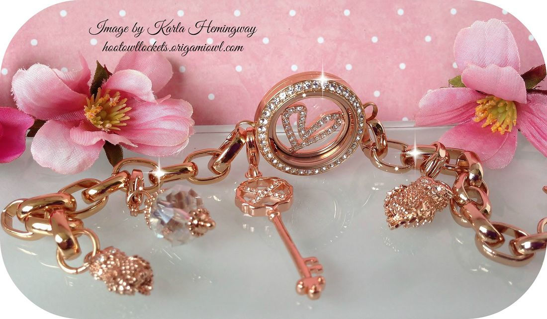 LK3021 Rose Gold Medium Link Locket + Bracelet 8"