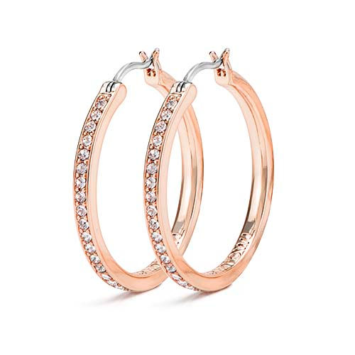 ER1020 "The Kate" - 30mm Rose Gold Hoop Earrings w/Swarovski Crystals