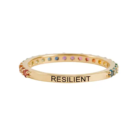 RN2038 Gold Resilient Rainbow Crystal Ring