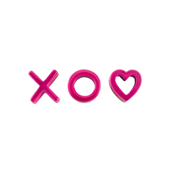 CH3300 Pink X-O-Heart Charm Set of 3