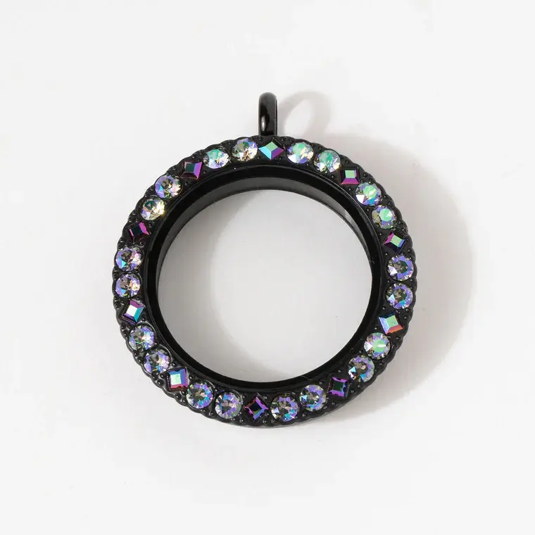 LK9184 Large Black with Halloween AB Purples Twist Locket