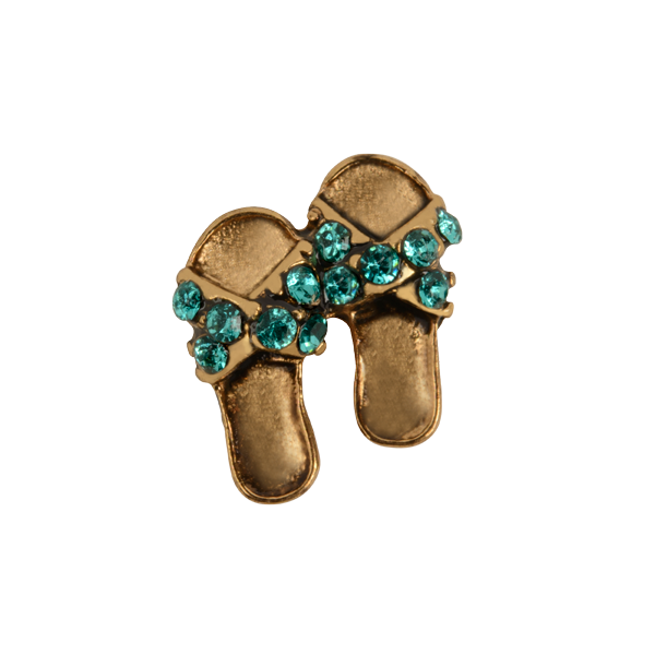 CH3415 - Bronze Sandals W/Teal Crystals Charm