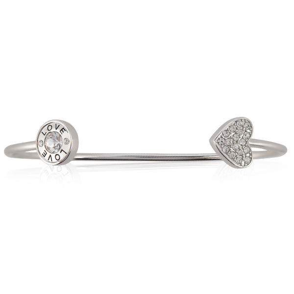 BR6010 Silver Bangle Bracelet with Heart & Love Focus