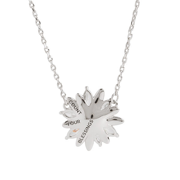 SP4080 Silver Daisy Crystal Pendant Necklace