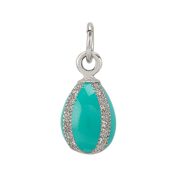 PN2001 Aqua + Crystal Faberge Egg Pendant Charm
