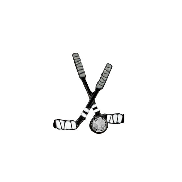 CH1376 - Black/White W/Crystal Hockey Sticks Charm
