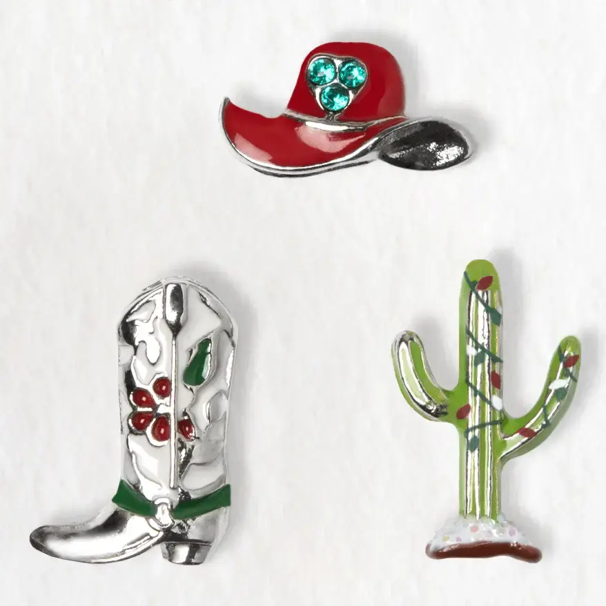 CH3974 Christmas Cowgirl Charm Trio Set - Origami Owl