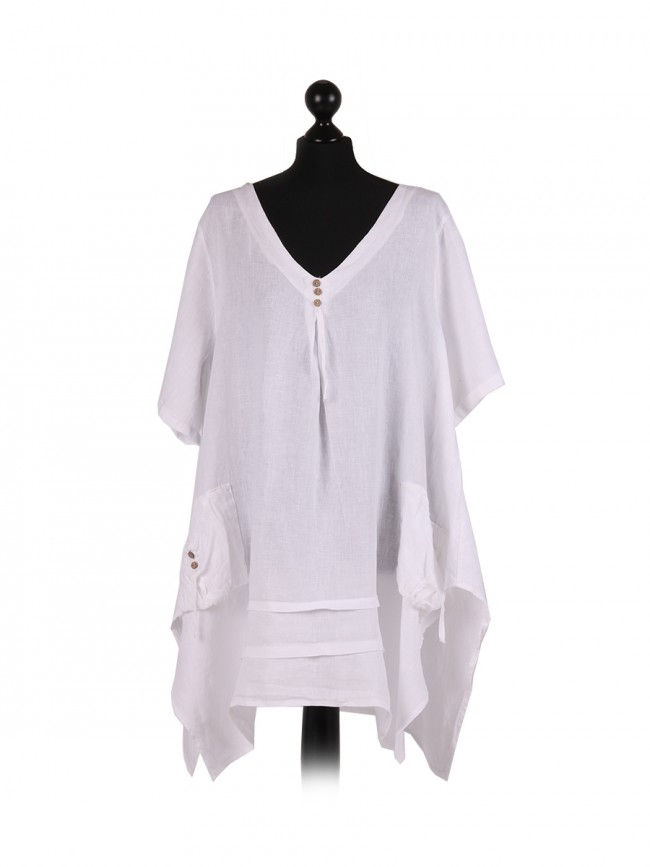 Italian Front Pockets Linen Tunic