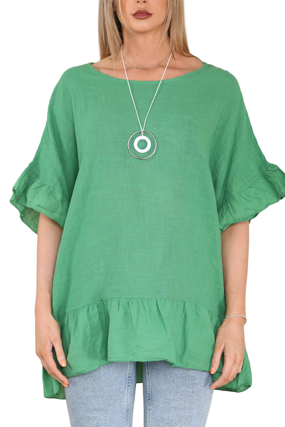Thumbnail: Frill Hem & Sleeve Floaty Top 