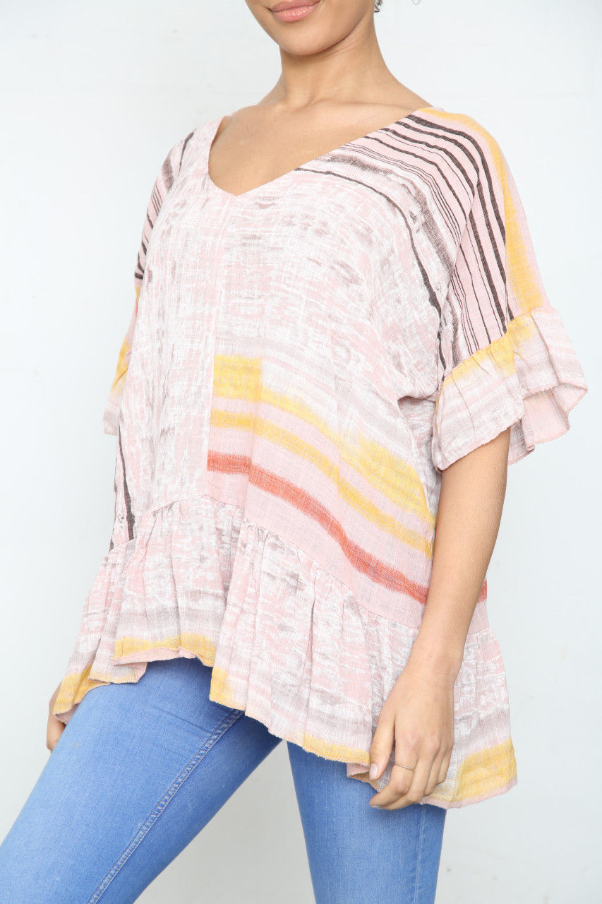  Colourful Stripes Floaty Top