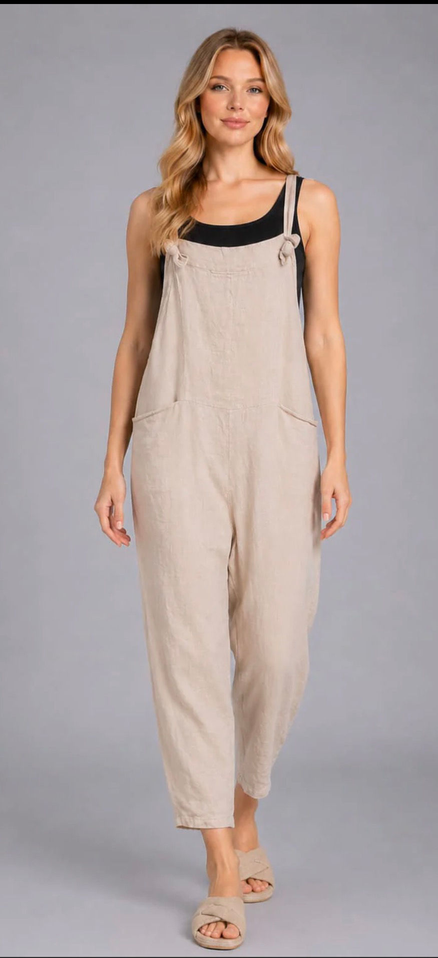 Thumbnail: Italian Wide Leg 100% Cotton Jumpsuit 