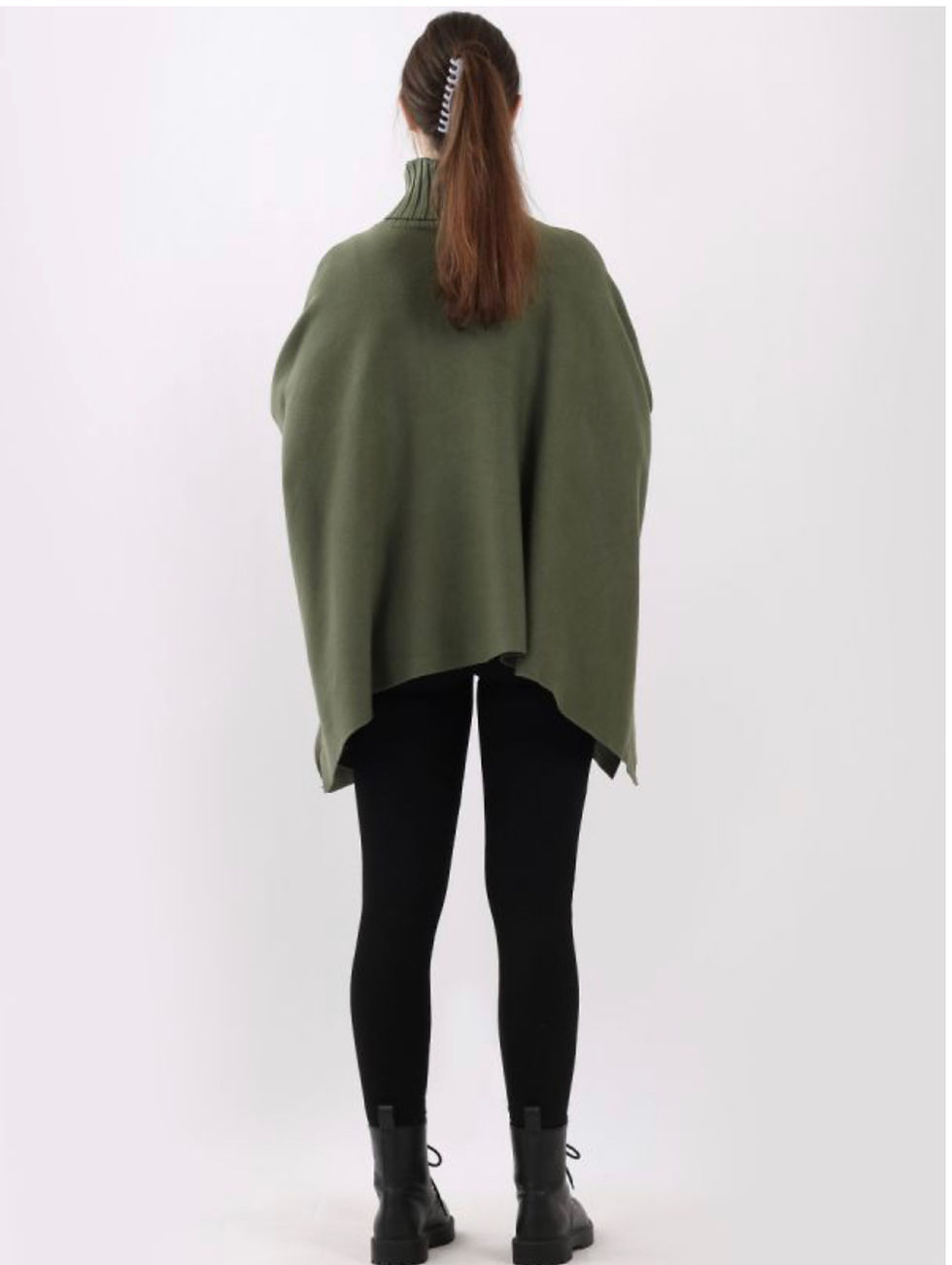 Thumbnail: High Neck Side Buttons Lagenlook Knitted Poncho