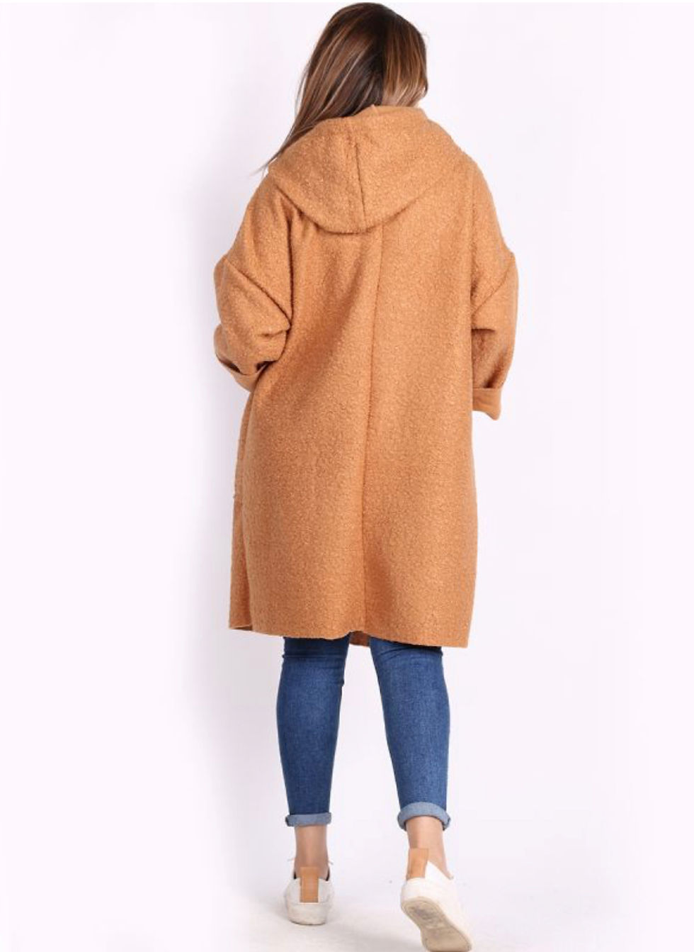 Thumbnail: Front Pockets Hooded Woolen Lagenlook Jacket