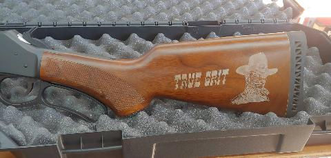 Personalized gunstock with image of John Wayne