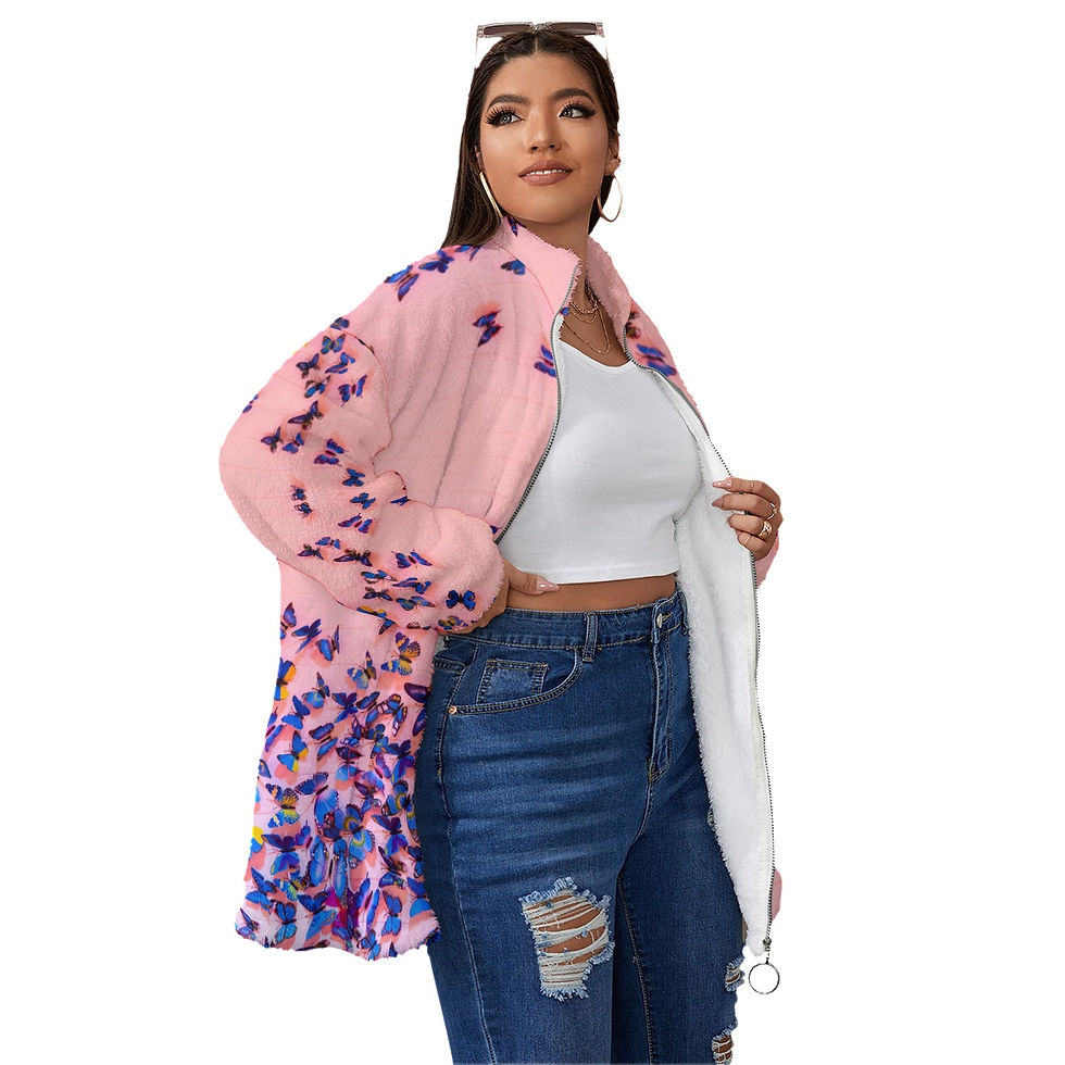 Thumbnail: Women's Borg Fleece Coat With Zipper Closure