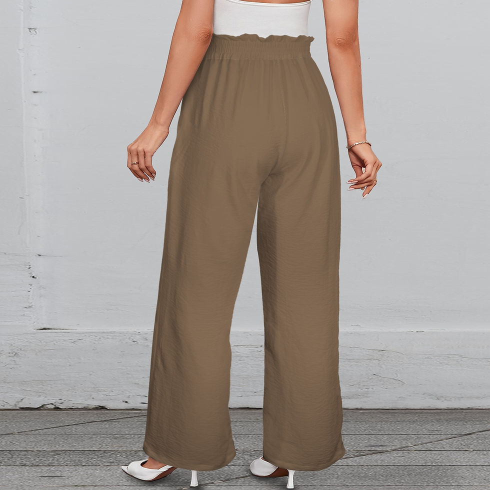 Миниатюра: Elastic Waist Wide Leg Pants with Front Tie