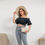 縮圖：Off-shoulder Cropped Top With Short Puff Sleeve