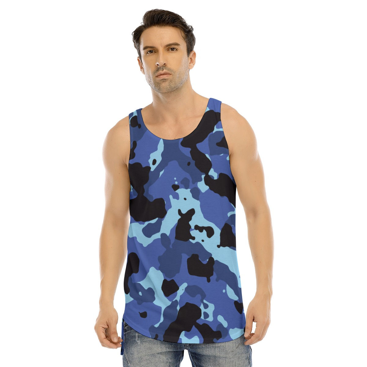 Men's Curved Hem Long Tank Top