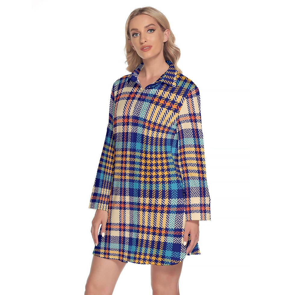 Thumbnail: Lapel Shirt Dress With Long Sleeve