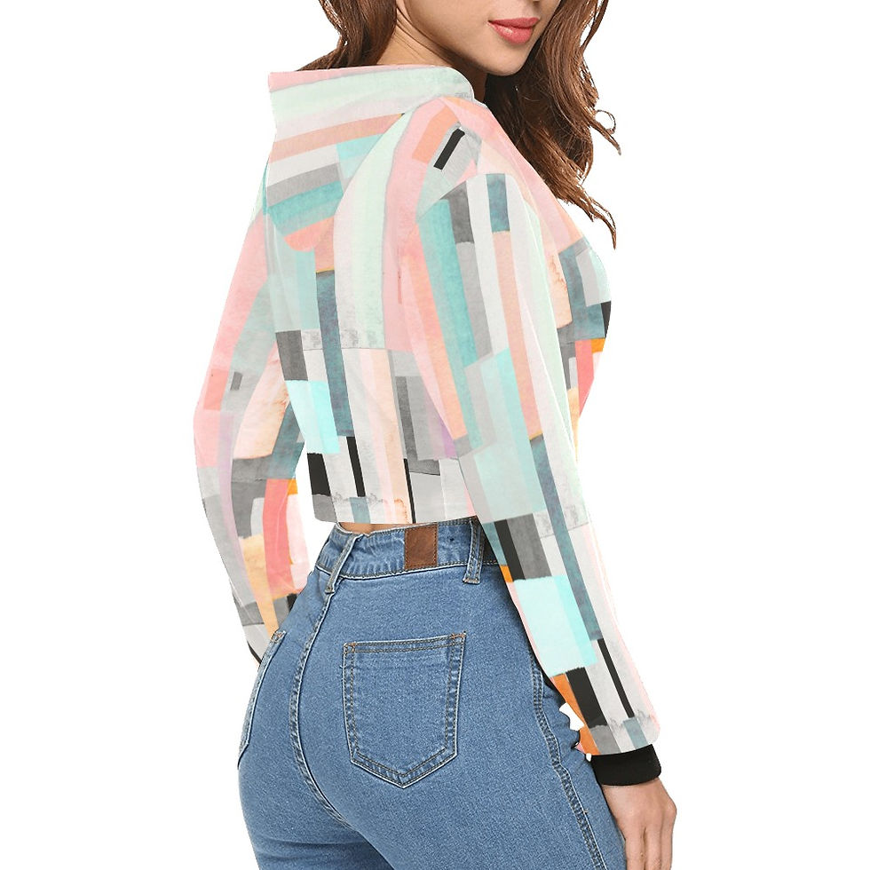 Thumbnail: Abstract Geometric Crop Hoodie for Women