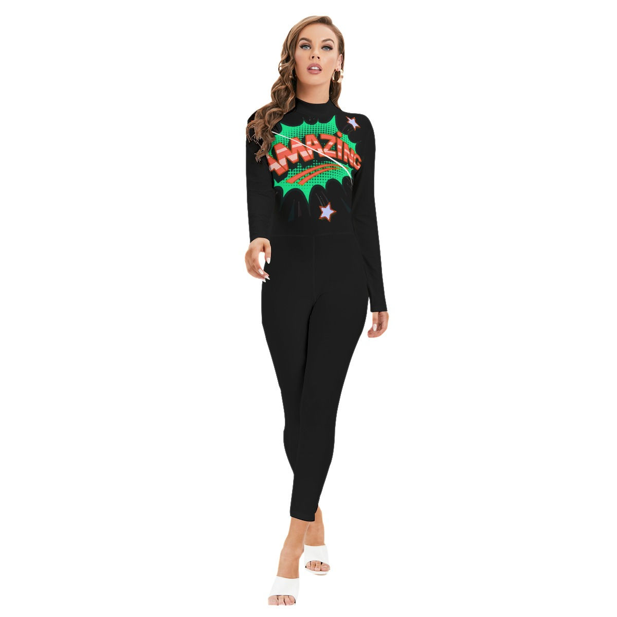 Long-sleeved High-neck Jumpsuit With Zipper