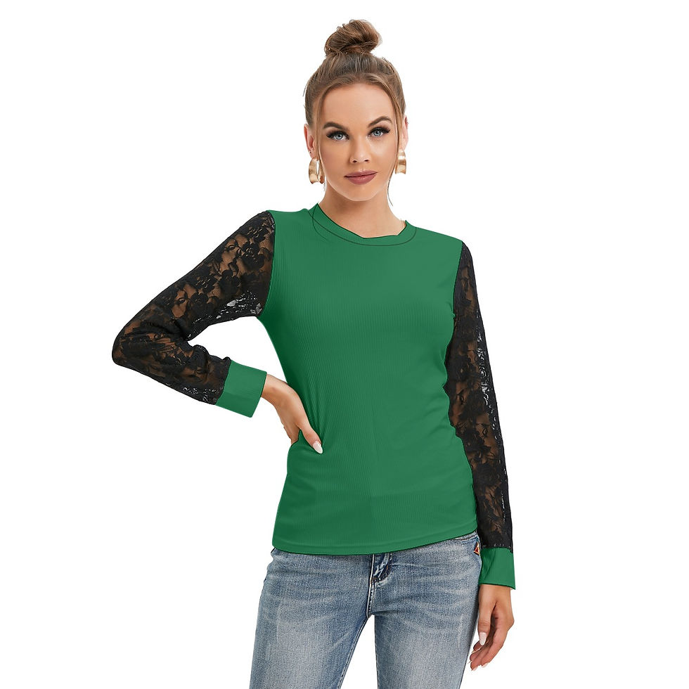 Thumbnail: Black Lace Long Sleeve Shirt