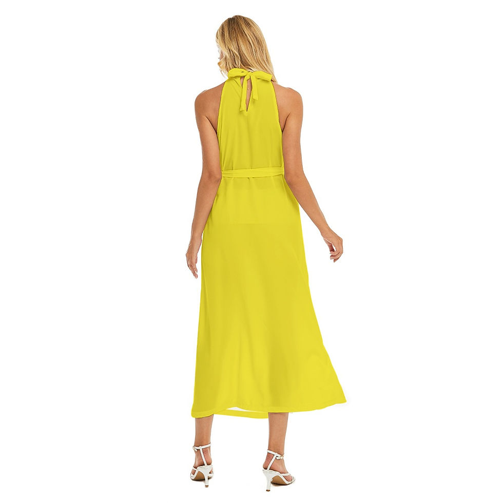 Thumbnail: Wrap Hem Belted Halter Dress