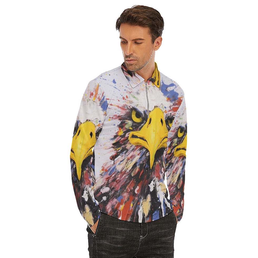 Men's Lapel T-shirt With Neckline Zipper Closure