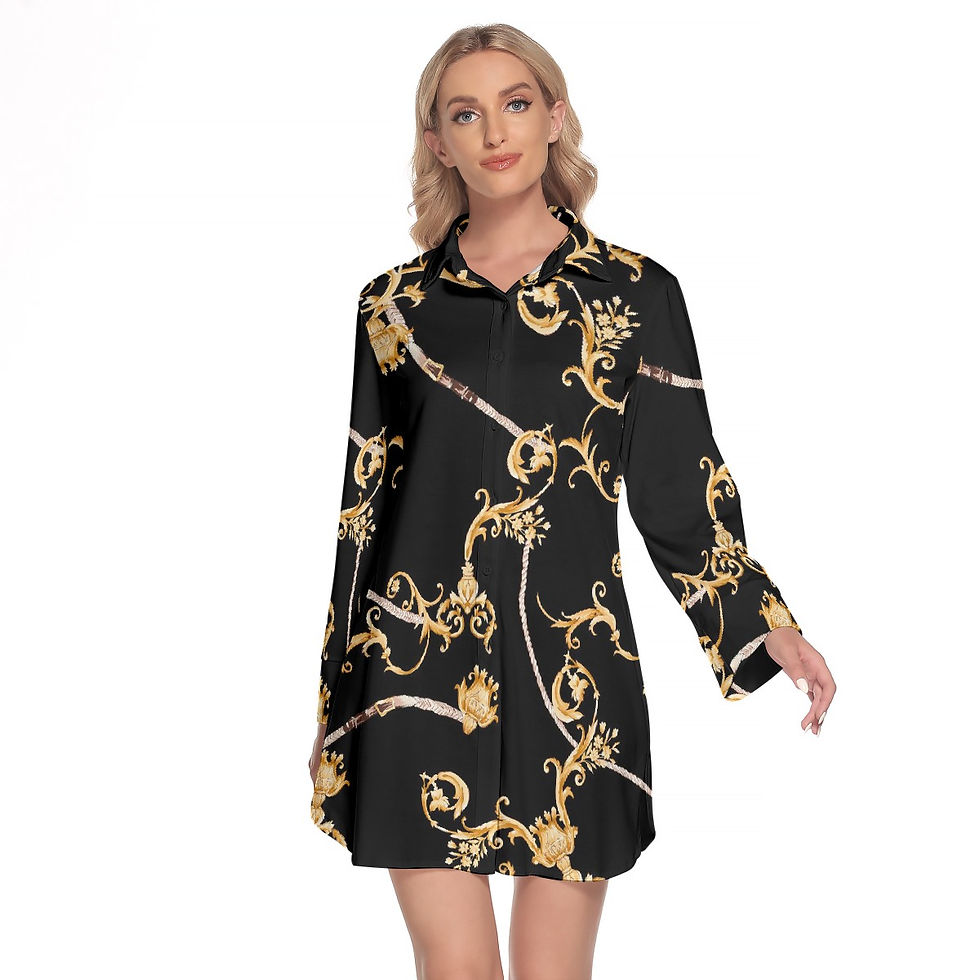 Thumbnail: Lapel Shirt Dress With Long Sleeve
