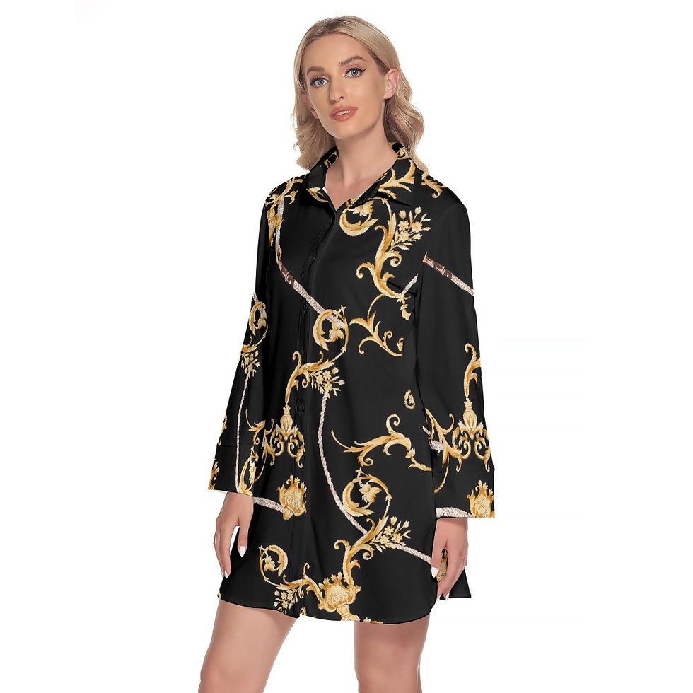 Thumbnail: Lapel Shirt Dress With Long Sleeve