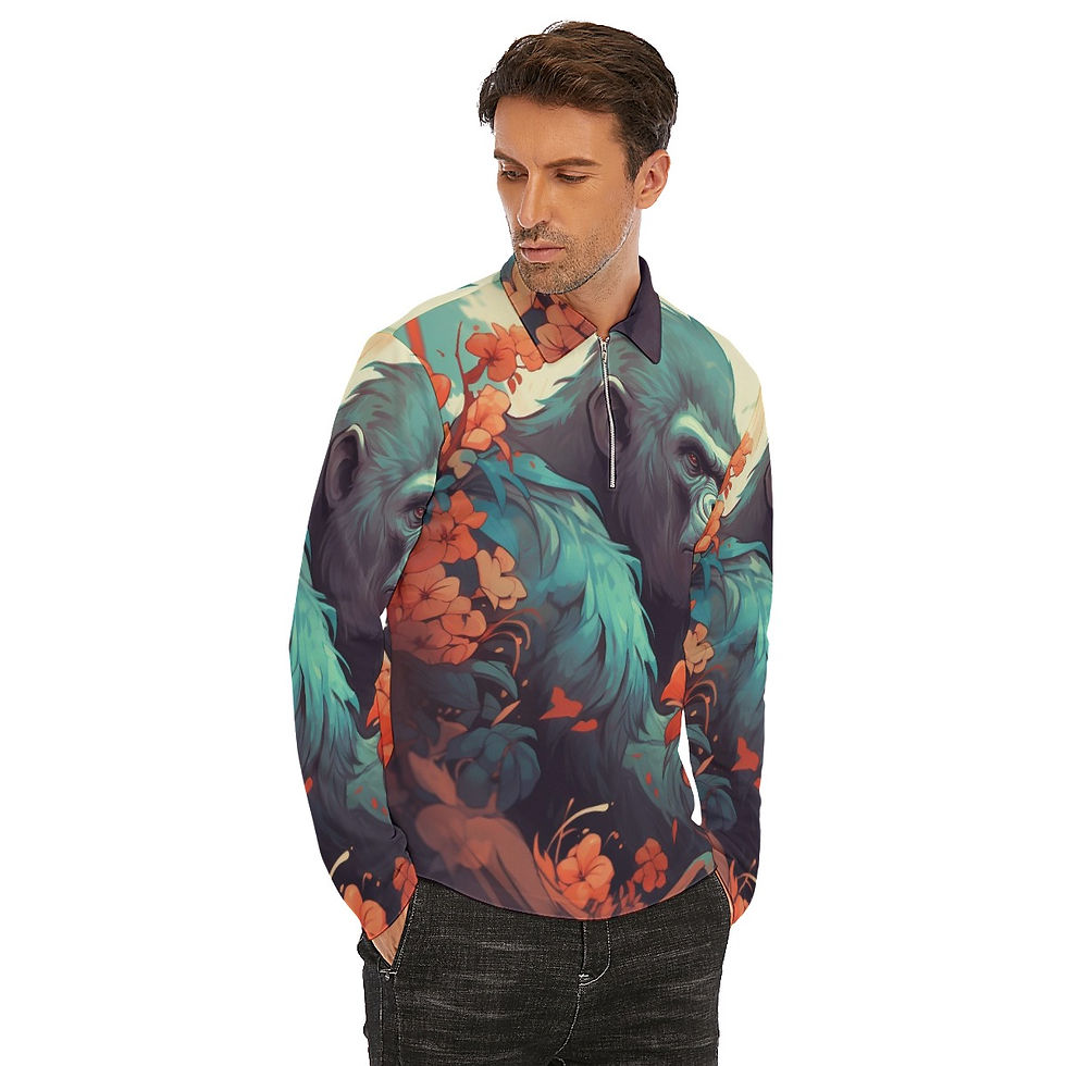 Miniaturbild: Men's Lapel T-shirt With Neckline Zipper Closure