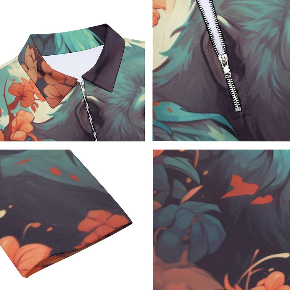 Miniaturbild: Men's Lapel T-shirt With Neckline Zipper Closure