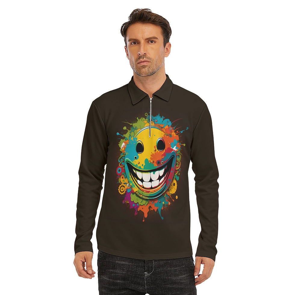 Men's Lapel T-shirt With Neckline Zipper Closure