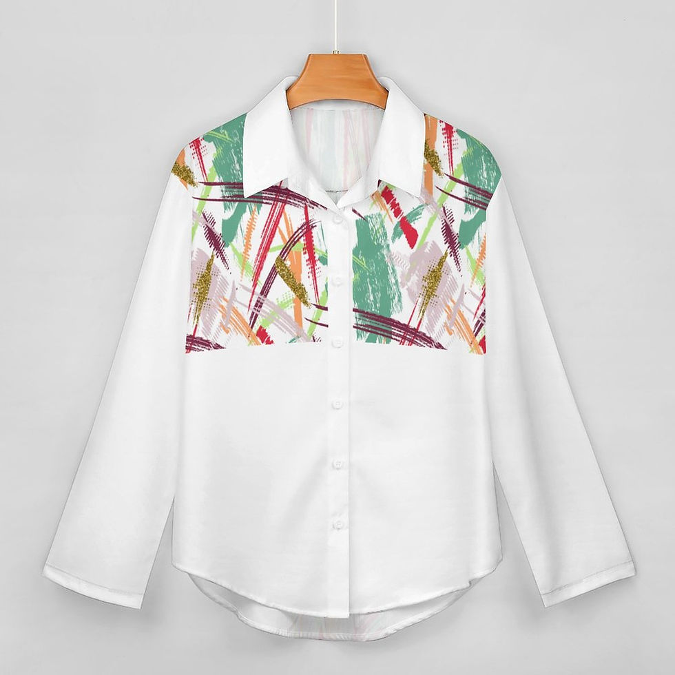 Thumbnail: Cropped hem shirt Long Sleeve Blouse