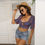 Thumbnail: Women's Square Collar Cropped Top With Puff Sleeve