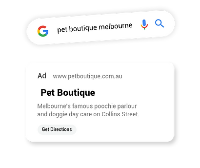 google ad for pet boutique in melbourne